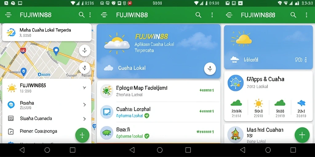 Antarmuka aplikasi FUJIWIN88 menampilkan informasi cuaca lokal dengan jelas.
