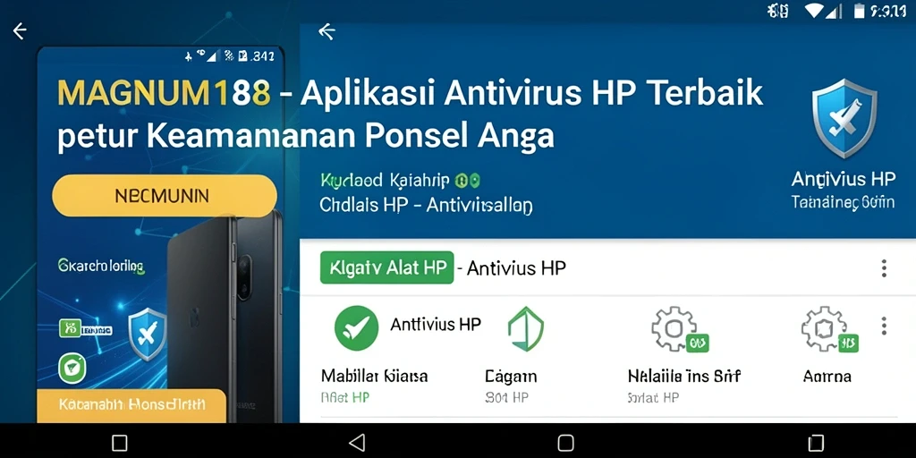 Tampilan antarmuka aplikasi MAGNUM188 menunjukkan fitur pemindaian Antivirus HP.