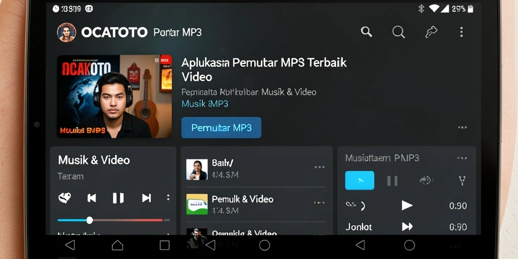 Antarmuka pengguna OCATOTO yang sederhana dan menarik untuk Pemutar MP3.