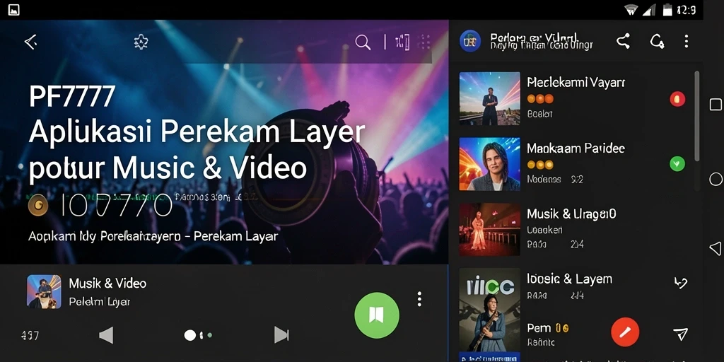 Antarmuka PF777 saat merekam layar dengan fitur-fitur unggulan.