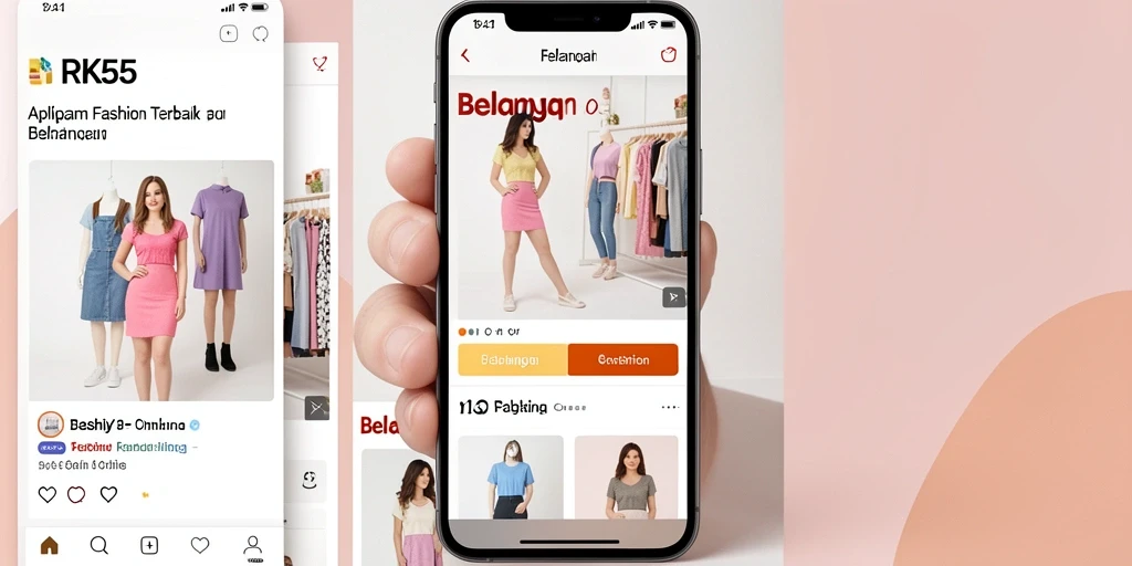 Screenshot RK55 menampilkan antarmuka yang bersih dan mudah digunakan untuk belanja fashion.