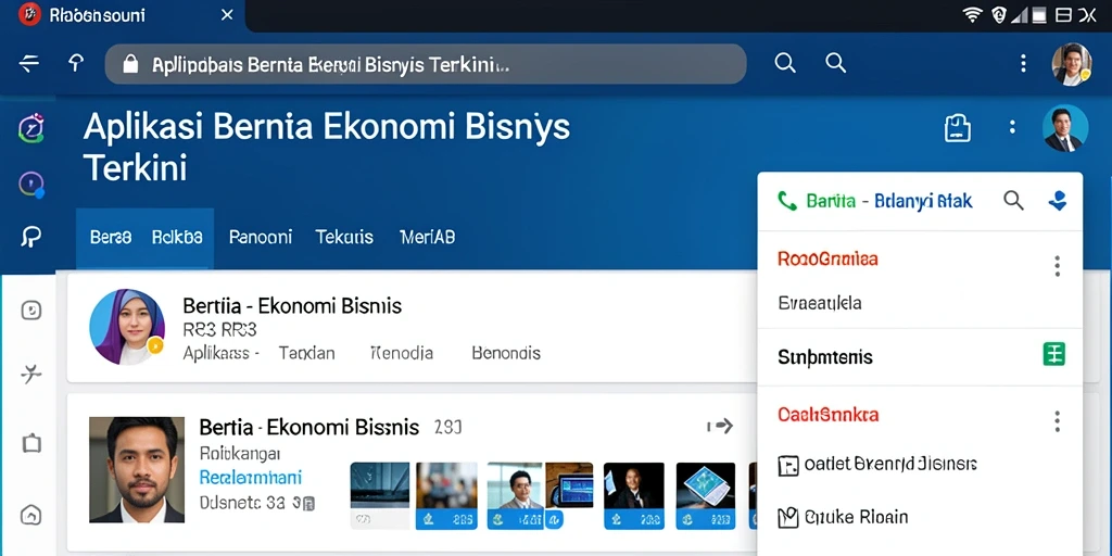 Antarmuka aplikasi RR33 dengan berbagai informasi ekonomi bisnis.