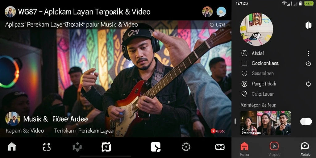 Antarmuka aplikasi WG87 saat merekam layar dengan kualitas terbaik.