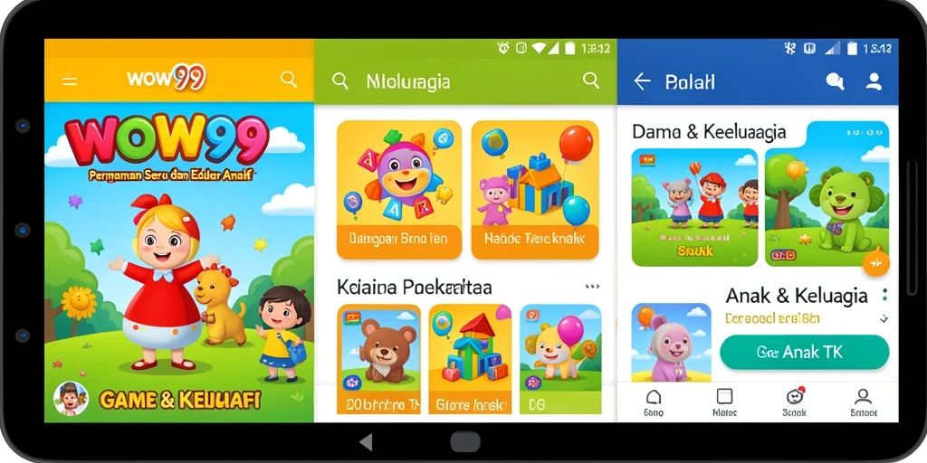 Tampilan antarmuka WOW99 yang ramah untuk anak-anak.