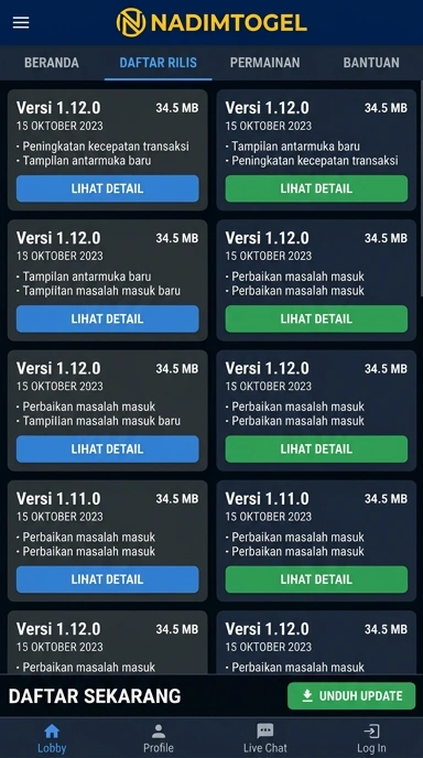 Riwayat Versi Nadimtogel untuk Pengguna Android